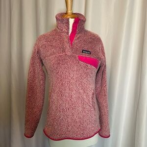 PINK PATAGONIA SHERPA QUARTER SNAP PULLOVER - MEDIUM